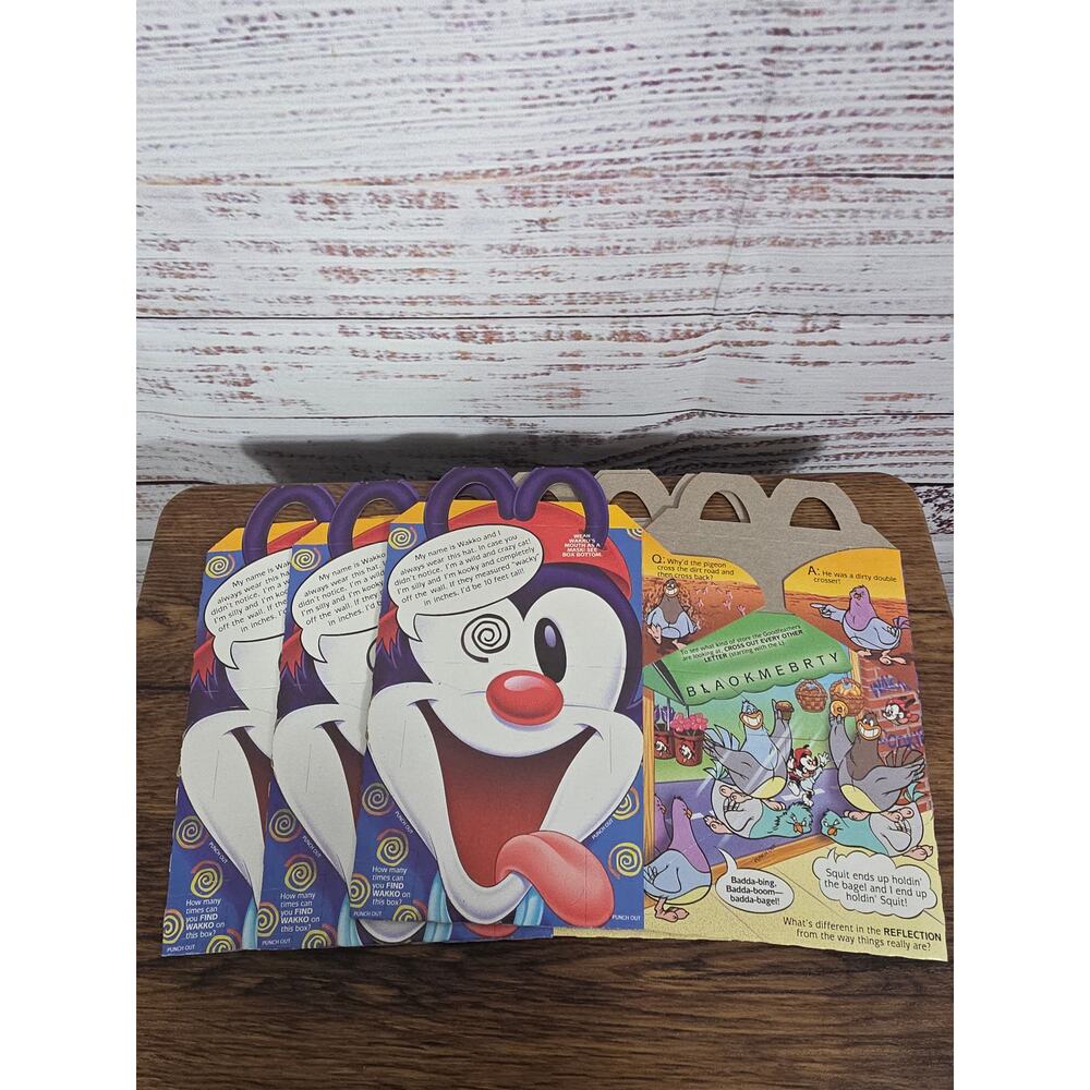 Animaniacs Happy Meal Boxes 1993 Party Favor Box set of 3